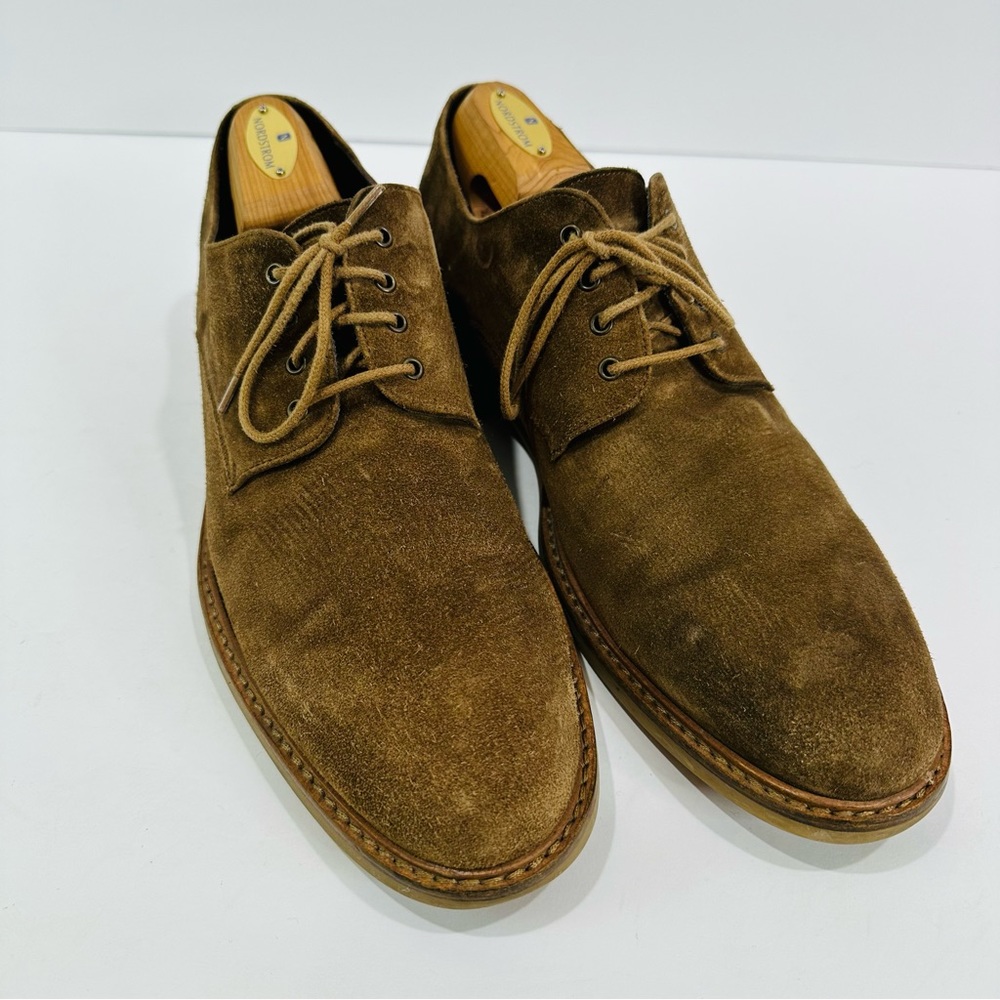 🩷 PETERSON MID BROWN SUEDE DERBY LACE UP MENS SIZE 10.5 TO BOOT NEW YORK ITALY - Picture 3 of 12